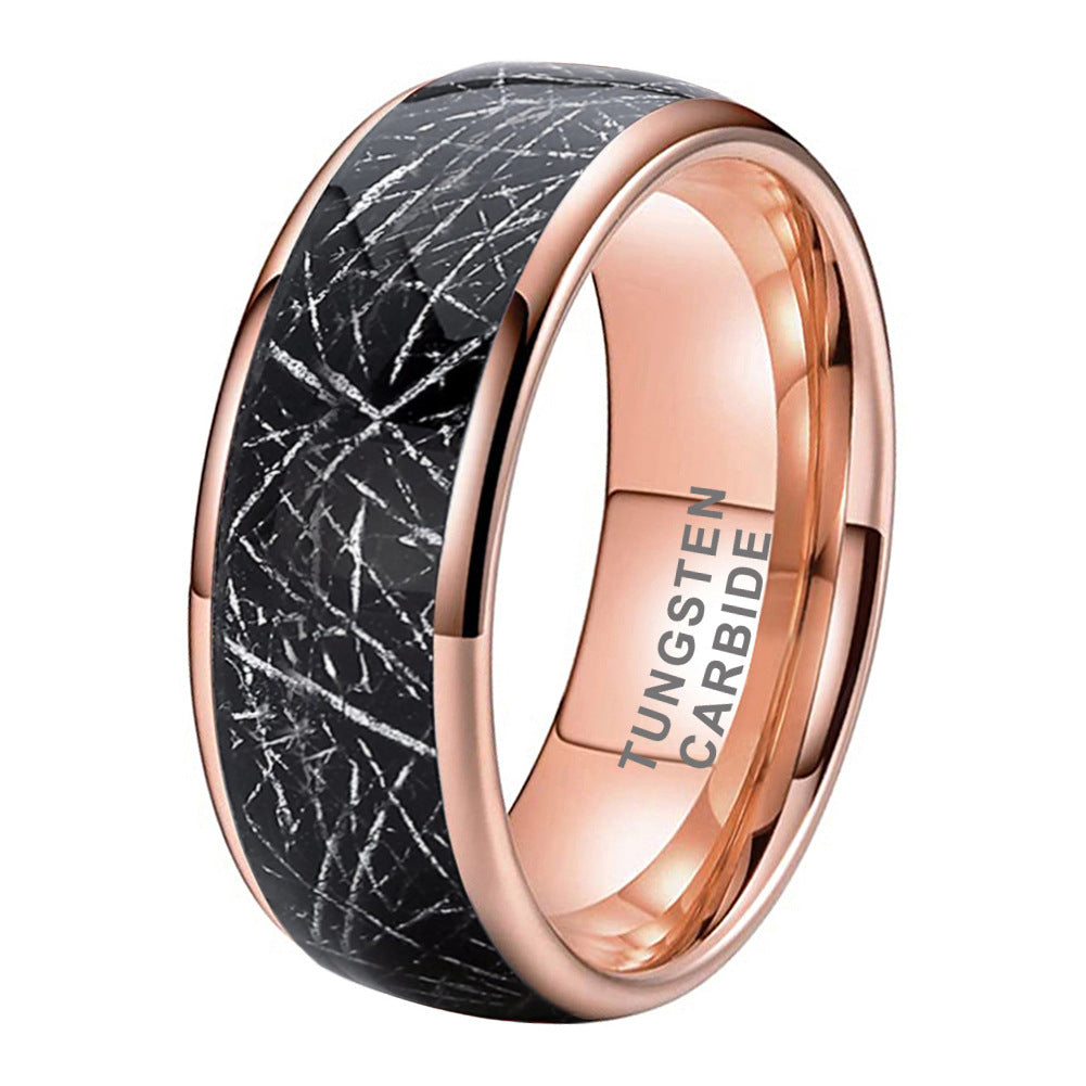 8mm Black Meteorite Inlay Carbide Tungsten Ring