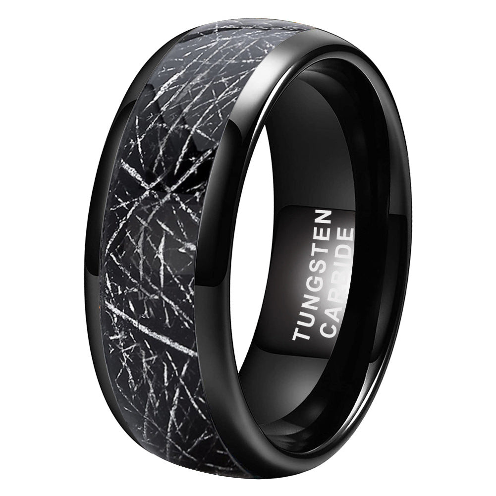 8mm Black Meteorite Inlay Carbide Tungsten Ring